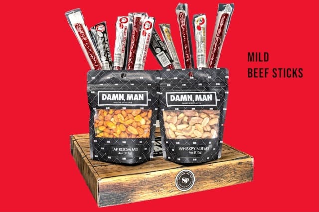Beef Jerky Gift Basket for Men with Nuts - 12pc Meat Snack Food Variety Box, Unique Food Gift Idea for Birthday, for Husband, Family, Care Package for Guys, Adults