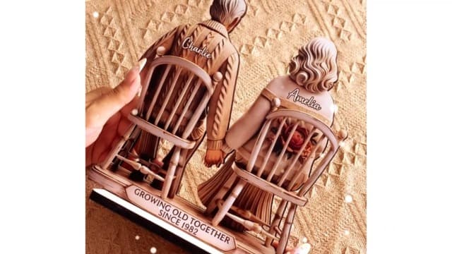 CHILLEVER Custom Growing Old Together Standing Wooden Plaque, Personalized Christmas Gift For Couples, Heartfelt Gifts For Him, Gift For Parents, Grandparents Gifts Design 5