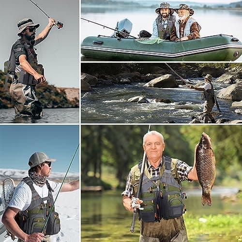 Gonex Fly Fishing Vest for Men Women, Comfortable Adjustable Fishing Vest with Multi-Pockets Reflective Stripes