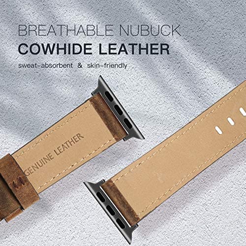 EDIMENS Leather Bands Compatible with Apple Watch 46mm 45mm 44mm 42mm(Series 1 2 3) Band Men Women, Vintage Genuine Leather Wristband Replacement Band Compatible for Apple Watch iwatch Series 10 9 8 7 6 5 4 SE
