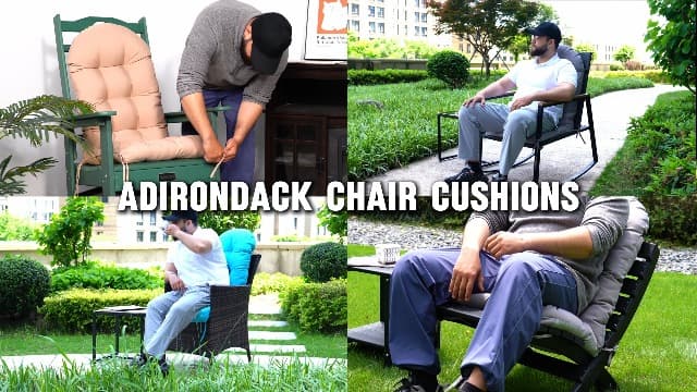 nalone 2 Pack Adirondack Cushion Rocking Chair Cushions High Back Adirondack Chair Cushion with Ties Patio Cushions for Outdoor Furniture (2 Pack, Blue)