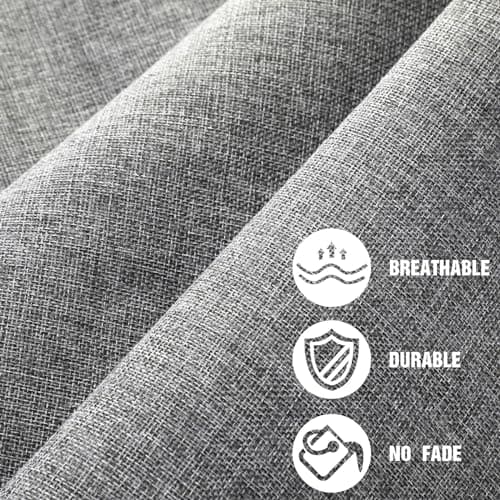 VitalCozy Grey Faux Linen Fabric 57 Inch x 3.3 Yard Grey Cover Fabric by The Yard for Sofas, Chairs, Box Spring Foundations, Conceals Frame and Staples Inside Furniture, DIY Craft Project