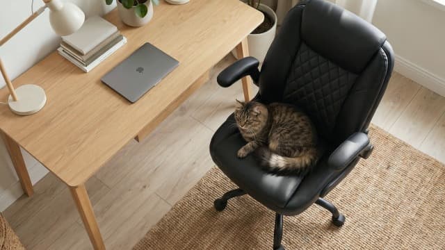MALOL Leather Office Chair, Computer Desk Chair with Adjustable Lumbar Support, Thick Cushion, Flip-Up Arms and Ergonomic Back, Comfy Executive Office Chair for Home Office Gaming,Black
