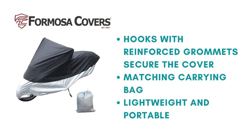 Light Weight Motorcycle Cover (L) with Cable & Lock. Fits up to 84" Length Sport Bike, Dirt Bike, Small Cruiser.
