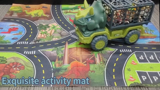 Dinosaur Truck Toys for Kids 3-5, Triceratops Car Toy with 15 Dino Figures,Large Activity Play Mat, Dinosaur Eggs, Dinosaur Play Set for Boys and Girls,Christmas Xmax,Stocking Stuffers