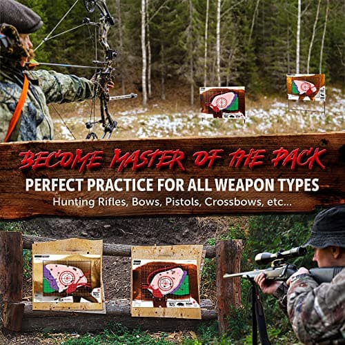 MASANI Beast Pack - Life Size Deer, Elk, and Boar Paper Shooting Targets - Indoor/Outdoor, Backyard Range Fun for All BB Gun, Pistol, Rifle, Crossbow, Archery, Pellet and Airsoft Guns - 19 x 25 Inch