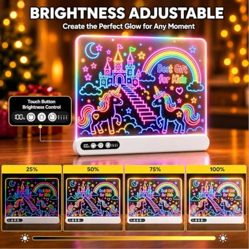Led Drawing Board with 14 Light Effects,16" Rechargeable Glow Doodle Led Note Board with Colorful Markers,Neon Art Dry Erase Doodle Glow Drawing Tablet,Chritmas Birthday Festival Gifts for Kid (White) B0H1HPZ583