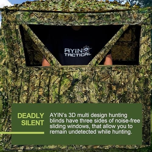AYIN See Trough Pop Up Hunting Blind, See Thru Ground Blind - Essential Hunting Tent for Deer, Portable and Easy Setup, Ideal Hunting Essentials, Durable and Concealed Ground Blind