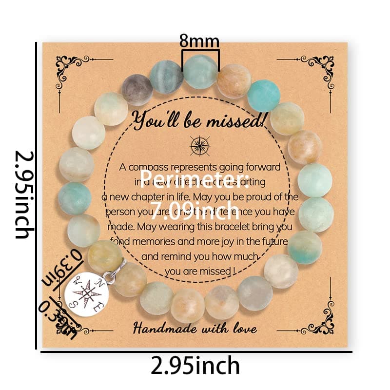 Sisadodo Going Away Gifts for Men Women Coworker Natural Stone Bracelet for Farewell Retirement Gift for Colleague Inspirational Gifts