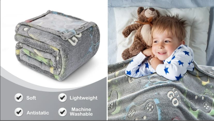 Jekeno Glow in The Dark Gaming Blanket Gamer Game Controller Throw Gift Toys for Kids Boys Teen Son Adults Gamepad Presents Easter Birthday Christmas Bedroom Decor Luminous Blanket Grey 50"x60" B09SHJYVGC