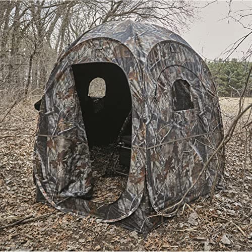 HuntRite Deluxe 4-Panel Spring Steel Hunting Blind; 2 Person Ground Tent for Deer and Turkey Season