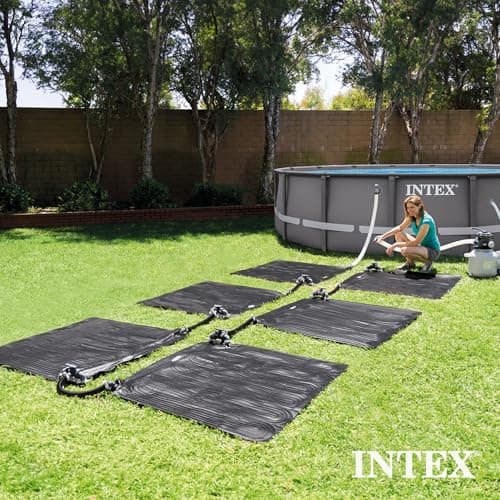 Intex 28685E 47 Inch x 47 Inch Solar Pool Water Heater Mat for 8,000 Gallon Above Ground Swimming Pool with Hose Attachment and Adaptors, Black