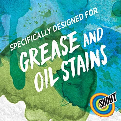Shout Advanced Grease Busting Foam, Laundry Stain Remover, Oil and Grease Stain Remover for Clothes Laundry; Works on motor oil, bike grease, cooking oil, and more! 18oz Can