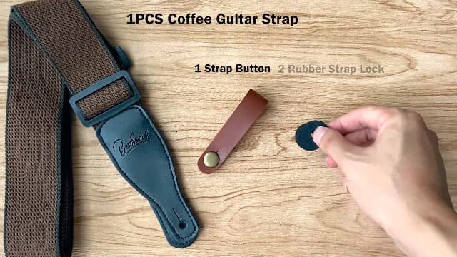 BestSounds Acoustic Guitar Strap, Soft Cotton & Leather Ends Strap for Electric & Bass Guitars come with 1 Button & 2 Locks