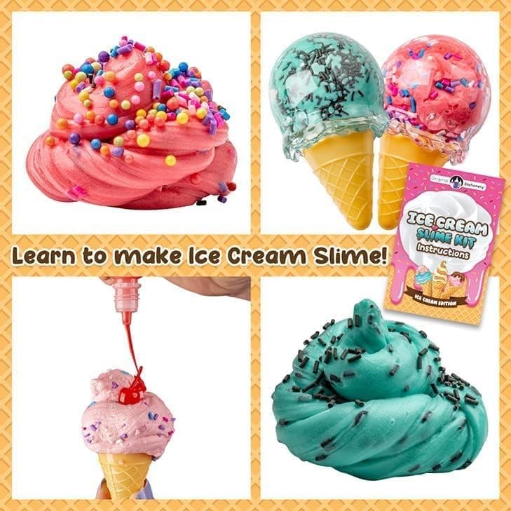 Original Stationery Slime Kit for Girls - 31-Piece Multicolor Ice Cream, Cherry Scent - DIY Ice Cream Slime Making Kit & Arts and Crafts for Kids Ages 8-12 - Birthday Gifts for Girls