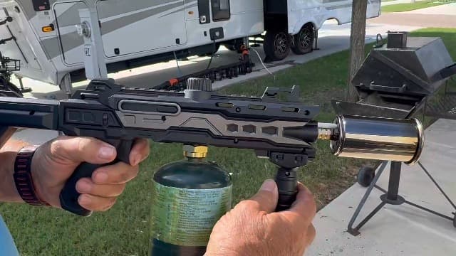 Powerful Propane Torch Gun, Gift for Men Dad, Culinary Blow Kitchen Cooking Torch for Steak Searing, Campfire Charcoal Starter for Blackstone Griddle Accessories (Tank Not included) Black Silver B0GY8KPHDB