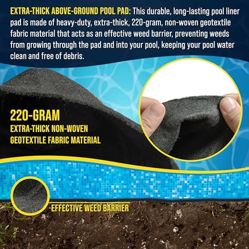 U.S. Pool Supply Ground Shield 12-Foot Round Heavy Duty Pool Liner Pad for Above Ground Swimming Pools - Protects Pool Liner, Prevents Punctures, Weed Barrier, Eco-Friendly Fabric - Extends Liner Life