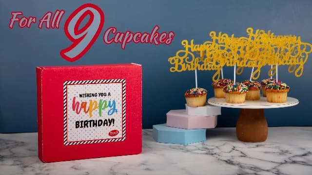 Birthday Gift Basket | Cupcakes Bakery Fresh [9 Count] | Mini Rainbow Sprinkle Cupcakes Individually Wrapped | Birthday Treats for Kids, Men, Women| Kosher, Nut Free | Stern’s Bakery B0D154PXW7
