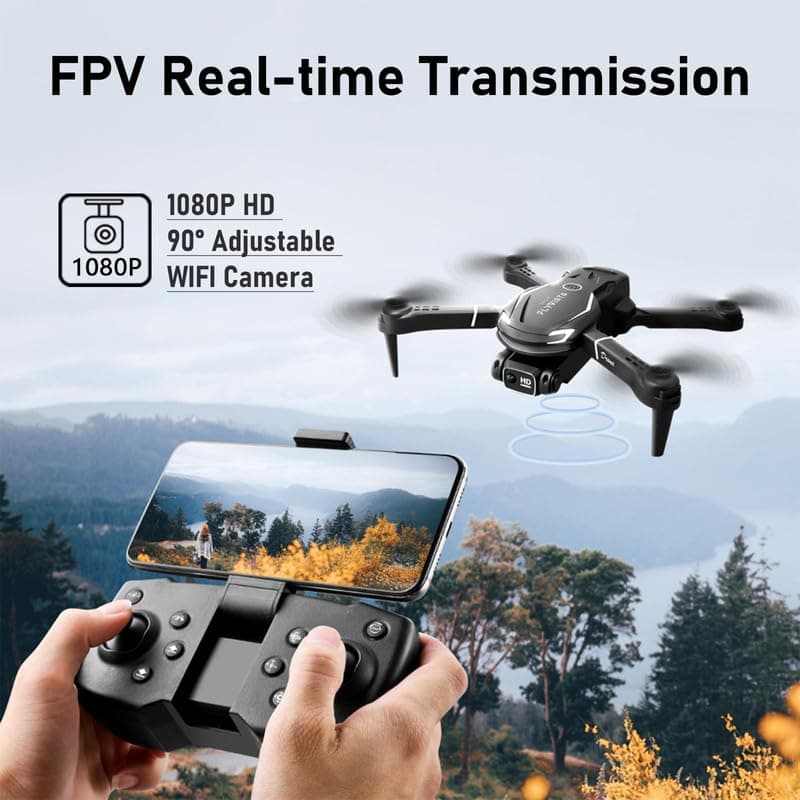 FLYVISTA Cool Mini Drone with Camera for Kids Adults Beginners, 1080P FPV Camera Remote Control Drone for Kids with 2 Batteries, One-Click Take Off/Landing, Altitude Hold, Headless Mode, 360° Flips, 3-Gear Speeds , Emergency Stop, Toys Gifts for Adults Beginner and Kids