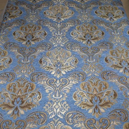 TinaKim Floral Upholstery Fabric, Jacquard Damask Chenille, for Recover Furniture Chairs Couch Material (Blue, 2 Yard)