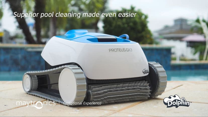 Dolphin Proteus DX3 Automatic Robotic Pool Vacuum Cleaner, Wall Climbing, Active Scrubber Brush, Ideal for In-ground Pools up to 33 FT in Length