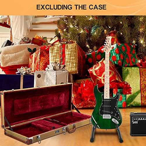 GLARRY Full Size Electric Guitar for Music Lover Beginner with 20W Amp and Accessories Pack Guitar Bag (GREEN, 39" Right Handed)