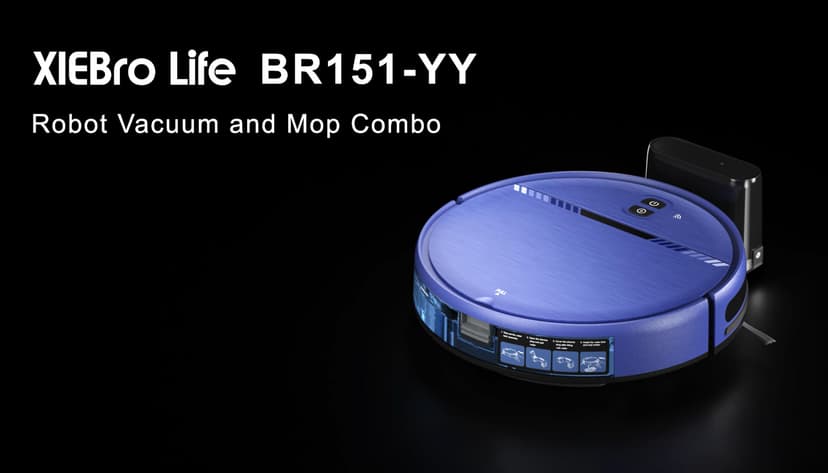 XIEBro Life Robot Vacuum and Mop Combo, Vacuum Robot 2 in 1 with WiFi/App/Voice, Schedule, Water Tank and Dustbin, Self-Charging, Slim, Ideal for Hard Floor, Pet Hair, Carpet