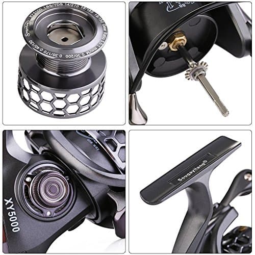 Sougayilang Fishing Reel 13+1BB Light Weight Ultra Smooth Aluminum Spinning Fishing Reel with Free Spare Graphite Spool