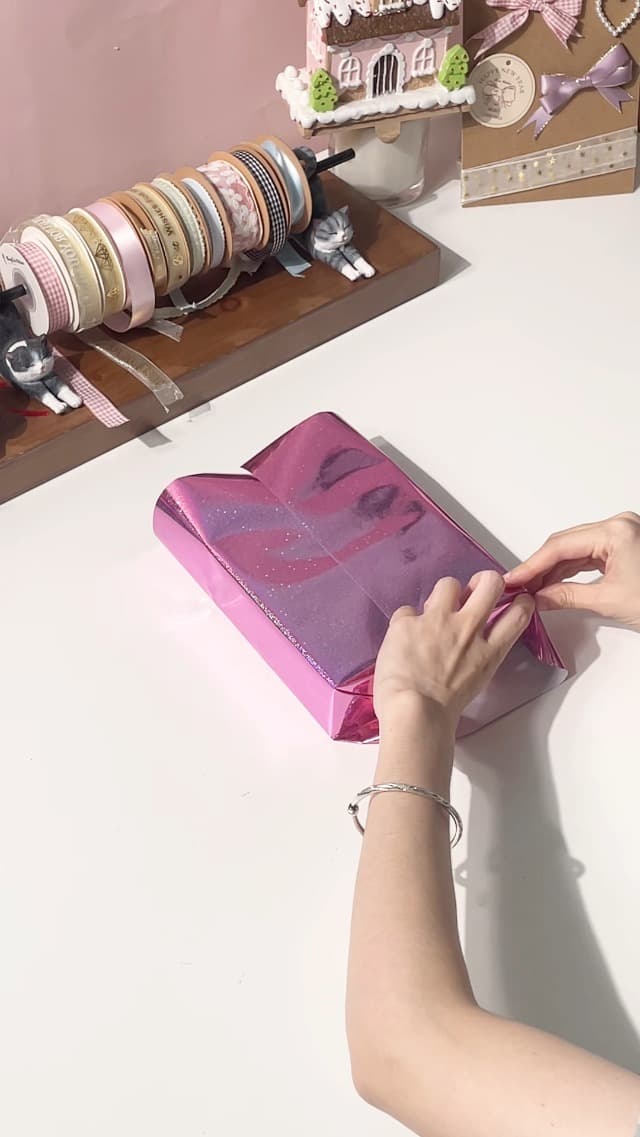 Burymento Pink Wrapping Paper Roll, Metallic Holographic Star Gift Wrap for Birthday, Valentines, Mothers day, Graduation, Wedding, Fathers day, Baby Shower, Christmas (17 IN x 32.8 FT) B0D9NFKFFC