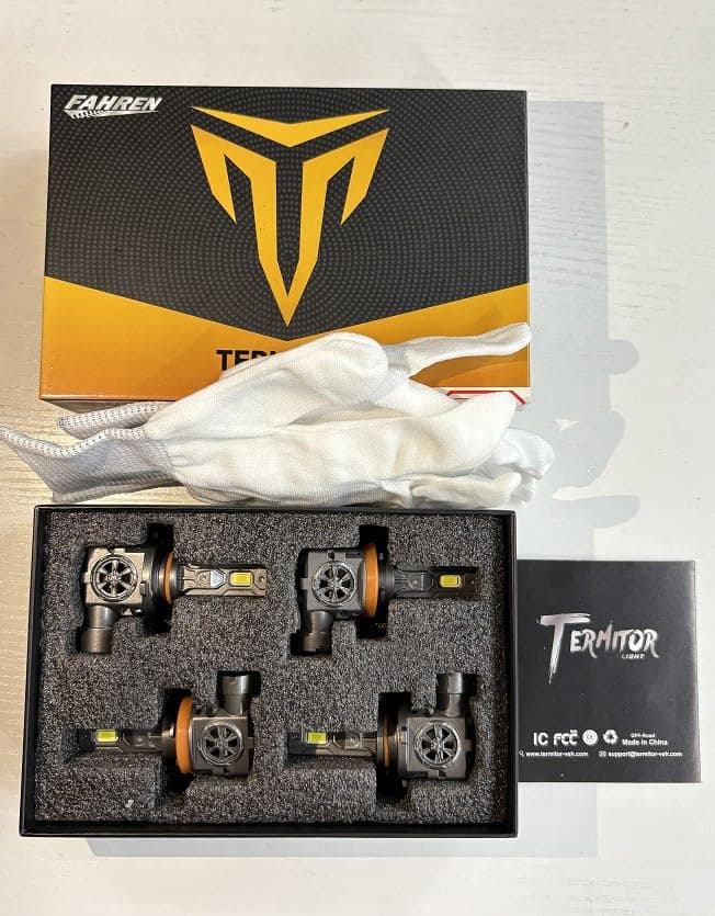Termitor H11/H8/H9 & 9005/HB3 Light Bulbs Combo, 100,000LM 12X Ultra Brightness, Real 1:1 Mini Size, 6500K White 85000Hrs Long Life with Cooling Fan, 9005 H11 Fog Lights, Plug and Play, Pack of 4