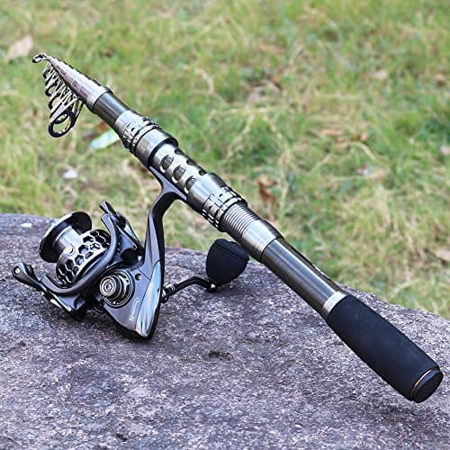 Sougayilang Fishing Rod Reel Combo with Telescopic Fishing Pole Spinning Reel Carrier Bag for Travel Saltwater Freshwater Fishing