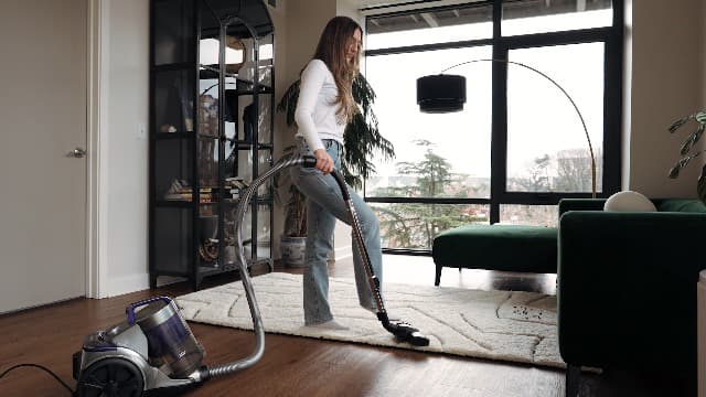 Aspiron 1700W Canister Vacuum Cleaner, 45Kpa Bagless Vacuum Cleaner, Multi-Cyclonic Filtration, 2 Anti-Allergen HEPA Filters, 3.5QT Dust Cup, 4 Tools, Corded Vacuum for Hard Floor, Pet Hair, Violet