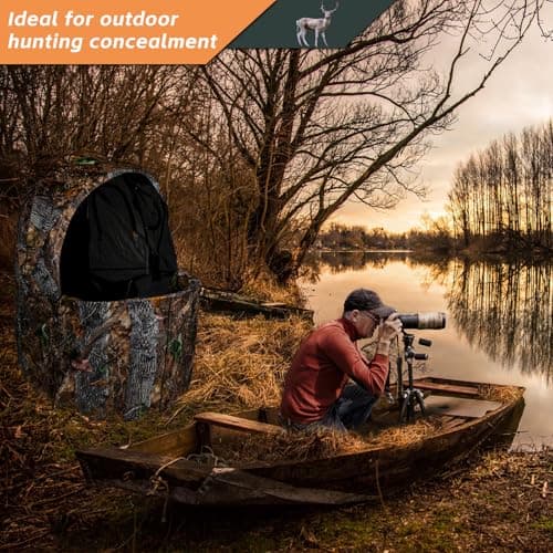 FUNHORUN Hunting Chair Blind, 1/2 Man One-Way See Through Ground Blind, Portable 1/2 Person Camouflage Chair Tent with Carrying Bag