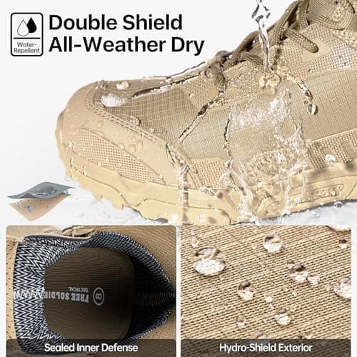 FREE SOLDIER Men's Waterproof Tactical Work Boots Lightweight Comfortable Combat Hiking Boots