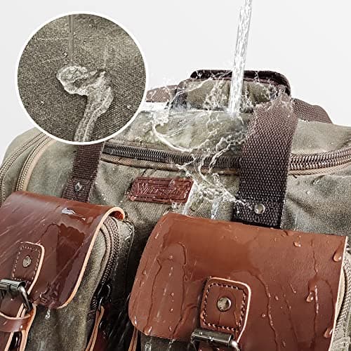 Wildroad Waxed Canvas Duffle Bag - 50L Waterproof Weekender Overnight Travel Bag