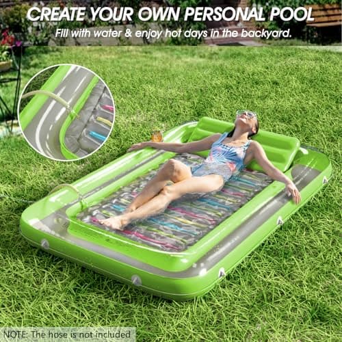 Inflatable Tanning Pool Lounger Float - Jasonwell 4 in 1 Sun Tan Tub Sunbathing Pool Lounge Raft Floatie Toys Water Filled Tanning Bed Mat Pad for Adult Blow Up Kiddie Pool Kids Ball Pit