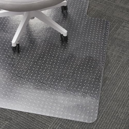 Staples Office Chair Mat, Clear Floor Mats with Lip, Flat-Pile Carpets, Extended Under-Desk Coverage, 53 x 45 Inch, Smooth Glide
