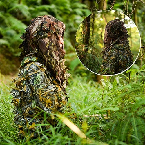 EAmber Ghillie Camouflage Leafy Hat 3D Full Face Mask Headwear Turkey Camo Hunter Hunting Accessories