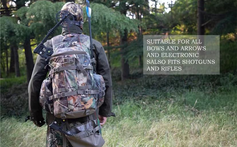 BLISSWILL Large Hunting Backpack with padded weapon for Bow Rifle Hunting Gear Accessories 40L(New leaf camouflage)