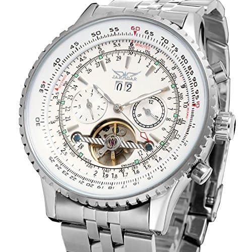 FORSINING Men's Self Winding Waterproof Automatic Stainless Steel Skeleton Tourbillon Calendar Wrist Watch