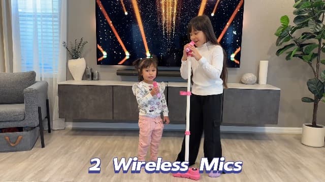 Stand Karaoke Machine for Kids, Christmas Singing Toys Gifts for 3 4 5 6 7 8 Year Old Girls Boys, Rechargeable Kid Microphone Bluetooth Speaker with 2 Mic for Girl Age 4-6 Toddler Birthday Party Toy B0G6LBYTJ2