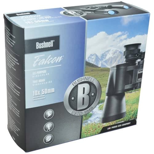 Bushnell Falcon 10x50 Wide-Angle Binoculars - Porro Prism, InstaFocus, BK7, Fold-Down Eyecups, Non-Slip Grip