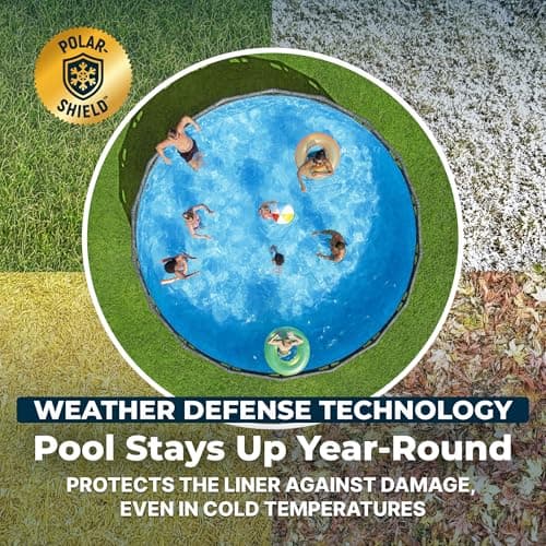 Bestway APX 365 18' x 52" Above Ground Pool, Round Metal Frame Outdoor Swimming Pool Set with Sand Filter Pump, Ladder, and Cover, Dark Marble