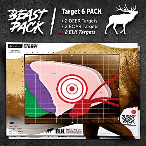 MASANI Beast Pack - Life Size Deer, Elk, and Boar Paper Shooting Targets - Indoor/Outdoor, Backyard Range Fun for All BB Gun, Pistol, Rifle, Crossbow, Archery, Pellet and Airsoft Guns - 19 x 25 Inch