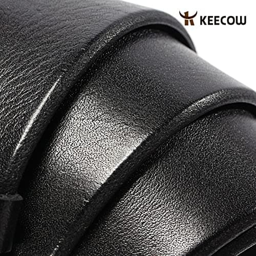 KEECOW Men's 100% Italian Cow Leather Belt Men With Anti-Scratch Buckle,Packed in a Box