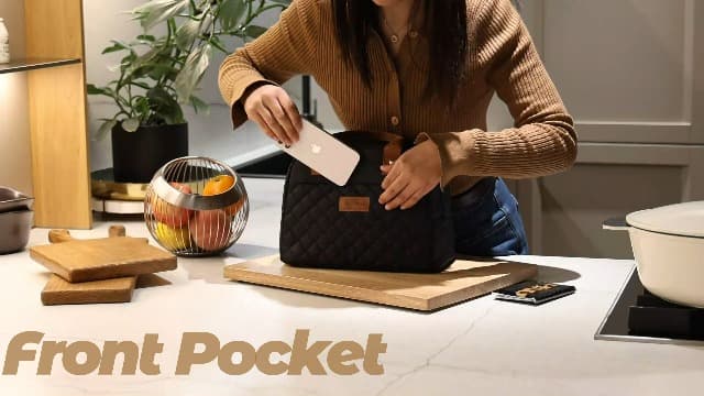 HOMESPON Insulated Lunch Bag for Women Men Adults Lunch Tote with Front Pocket Lunch Box Container Cooler Bag for Work Picnic (Black)