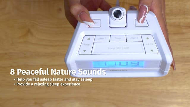 HoMedics Dual Alarm Digital FM Clock Radio Time Projection, 8 Relaxing Nature Sounds, LED Display, Multi-Alarm Snooze, Sleep Timer, Nightlight, Ceiling Clock SoundSpa, White