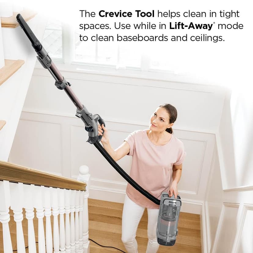 Shark AZ2002 Vertex Powered Lift-Away Upright Vacuum with DuoClean PowerFins, Self-Cleaning Brushroll, Large Dust Cup, Pet Crevice Tool, Dusting Brush & Power Brush, Silver/Rose Gold