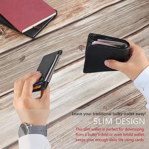 GH GOLD HORSE Slim RFID Blocking Card Holder Minimalist Leather Front Pocket Wallet for Women