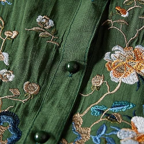 MGWTFZDL Linen Shirts for Women Summer Retro Embroidered 3/4 Sleeve Boho Peasant Tops Dressy Casual Blouses